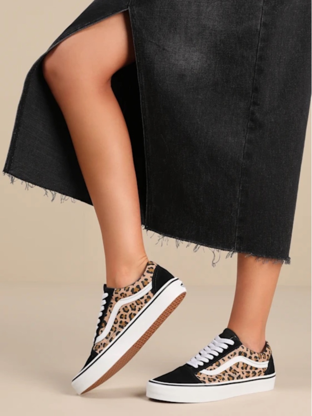 Vans Old Skool Animalier Black Suede Lace-Up Sneakers Sz 6